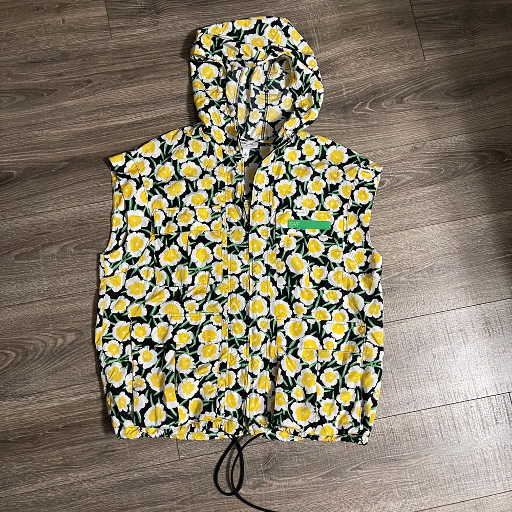 Diane Von Furstenberg Floral Hooded Vest NWOT